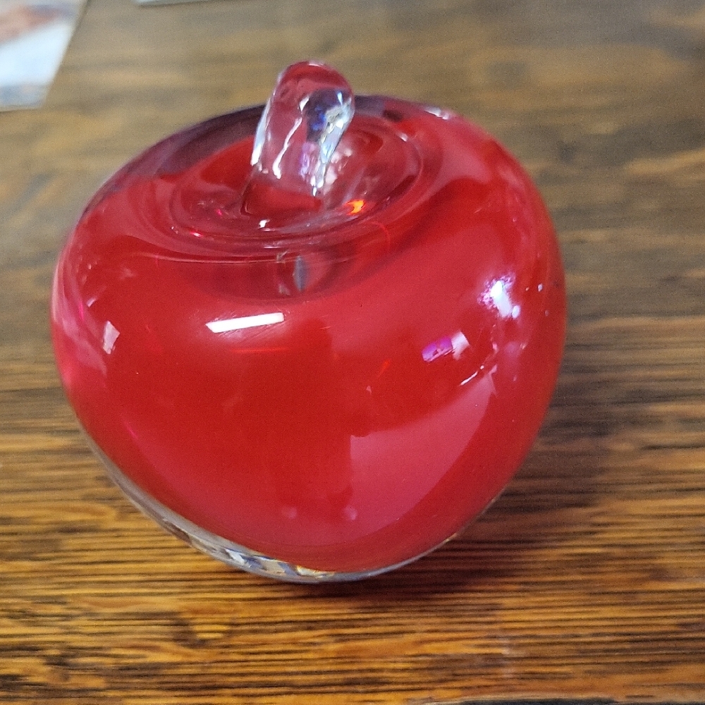 Vibrant Red Apple Glass Container